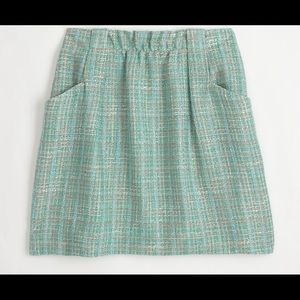 J. Crew Mint Plaid Tweed Mini Skirt